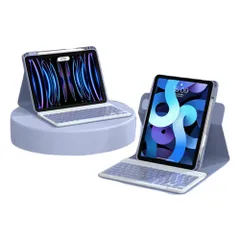 縦置きiPad Air 11インチ(2024 M2/2025 M3) キーボード ケースiPad Air 第5/4世代 iPadPro11(第4/3/2世代) キーボード付きカバー 回転式 ペン収納 背面透明 取り外し可能 分離式 マグネット 紫