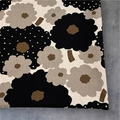 綿麻キャンバス 生地 50cm 花柄 マリーゴールド う早この布 コットンこばやし ブラック