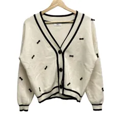 週末価格！オブリobli パールカーディガン ホワイト 定価38,500 新品紙タグ付 オブリobli パールカーディガン ホワイト 定価38,500