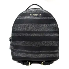ケイトスペード KATE SPADE ボーダー ラメ ミニ リュック デイパック ブラック シルバー WKRU4791