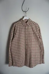 正規 00s L.L.Bean エルエル ビーン B.D SHIRTS ボタンダウン チェック ポケット 長袖 シャツ コットン ロングスリーブ 赤系 M 本物 1017P★2