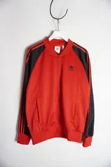 定番 美品 正規 adidas originals アディダス オリジナルス HR3448 トリコット ジャケット トラック ジャージ 赤 黒 L 本物 1017P★2