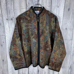OLD Bon Worth 90s ヴィンテージ 総柄 アート柄 花柄 ノーカラー シャツ ジャケット メンズ S サイズ