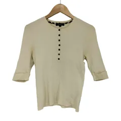 バーバリーロンドン BURBERRY LONDON ワンポイント刺繍 ノバチェック 七分袖 ヘンリーネック リブカットソー レディース JPN：2 