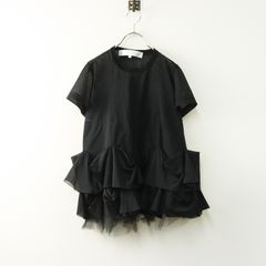 美品 AD2025 タオ コムデギャルソン tao COMME des GARCONS シアーチュールTOPS S\ブラック カットソー ブラウス【2400014709445】