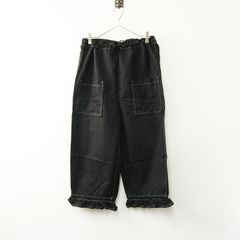 AD2021 タオ コムデギャルソン tao COMME des GARCONS 裾フリルステッチワイドパンツ S\ブラック ドロスト【2400014709452】
