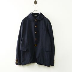 AD2013 コムコム コムデギャルソン COMME des GARCONS ポリ縮絨ラウンドカラージャケット S\ネイビー 丸襟【2400014709476】