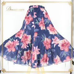 社交ダンス 衣装 スタンダード スカート レッスンウェア papiral コーラル ブルー系 ネイビー系 青 紺 ピンク系 花柄 練習着 かわいい フレアスカート 可愛いデザイン 花モチーフ 練習用スカート ダンスウェア 薄手素材 ふんわり トレーニング