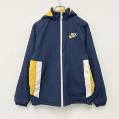 古着 used　NIKE　ナイキ　フルジップパーカー　ウィンドブレーカー　中綿入り　紺　ネイビー　Lサイズ