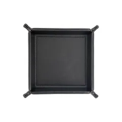 【新品】 [HIGH FIVE] 正方形 レザートレー トレイ 小物入れ アクセサリー リモコン 鍵 財布 革小物 腕時計 指輪 収納ボックス ブラック