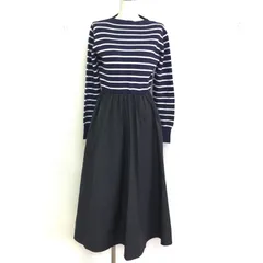 ROSSO アーバンリサーチロッソ 23AW WEB限定 ボーダーニットドッキングフレアワンピース 異素材ドッキング コーデ風 ウエストゴム 手洗い可 紺×黒