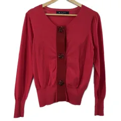 M'S GRACY(エムズグレイシー) カーディガン サイズ38 M レディース - レッド×ピンク 長袖/ビーズ/ビジュー