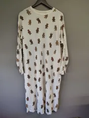 M12022 【新品未使用】gelato pique ジェラートピケ ワンピース ベア ドレス ジェラピケ ルームウェア パジャマ くま オフホワイト FREE