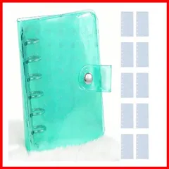 【新着商品】女の子 はがせる 透明 A7サイズ ミニ6穴 シール シール帳 バインダー シール手帳 クリアバインダー 6穴 loong シール収納 推し活グッズ （ピンクグリーンです）