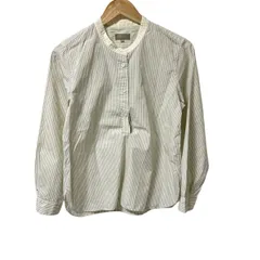 マーガレットハウエル 長袖シャツブラウス サイズ2 M レディース美品  - アイボリー×ダークネイビー ストライプ/プルオーバー