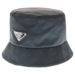 PRADA (プラダ) ×adidas RE-NYLON アディダス リナイロン トライアングルロゴプレート サフィアーノレザー ストライプ バケットハット 帽子 ブラック 2HC137