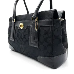 ✨良品✨ COACH コーチ シグネチャー ハンドバッグ トートバッグ レザー 革 ブラック 黒 レディース 金具