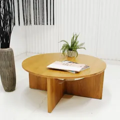 【アウトレット】【現品限り】一部送料無料 大特価 展示品 高品質 センターテーブル 丸型 オーク無垢材 円型 リビングテーブル 250917-マーズ85