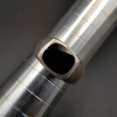 オニキス 横長 インレイ 925 シルバー ヴィンテージ シグネット リング 銀 指輪 クラシカル レトロ メンズ 重ね付け スタイリッシュ Y25-N