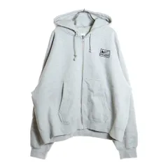 NIKE (ナイキ) ×STUSSY Fleece Zip Hoodie ロゴ刺繍 ジップアップスウェットパーカー フーディー グレー FJ9181-050