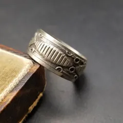 魚シルエット Fishtail 925 シルバー ヴィンテージ バンド リング 中太 銀 指輪 サウスウェスタンジュエリー Y25-O