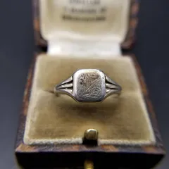 Henry Griffith & Sons社製 英国 ヴィンテージ エッチング 925 シルバー シグネット リング 銀 指輪 アールデコ K9 Gold on Silver Y25-O