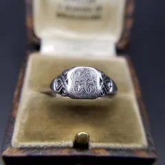 1979年 英国 ヴィンテージ イニシャルレター CAI 925 シルバー シグネット リング 銀 指輪 華奢 クラシック Birmingham ホールマーク Y25-O