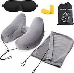 ネックピロー フード付き H型 インフレータブル ポータブル エアー 旅行用 首枕 飛行機 子供 寝る 長距離ドライブ 便利グッズ 夜行バス ネッククッション 車 エアー枕 HMRMSMT A30