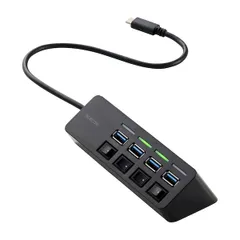 【新品・７営業日以内発送】エレコム ELECOM U3HC-S040BK USB Type－C ハブ USB3．2 Gen1 USB－A ×4 バスパワー 個別スイッチ マグネット付 高速データ転送 ブラック U3HCS040BK【沖縄離島販売不可】