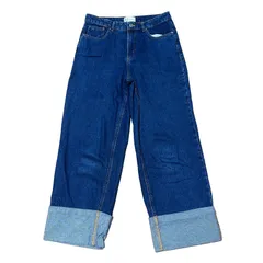 ZARA TRF ロールアップ ルーズ ストレートデニム インディゴ サイズ40 レディースXL ザラ