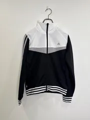 アディダス adidas トラックジャケット レディース M ブラック グレー ホワイト 切替 無地 ロゴ刺繍 ポリエステル 古着 レギュラー古着 90S Y2K スポーツミックス フォロー割”あり R00854