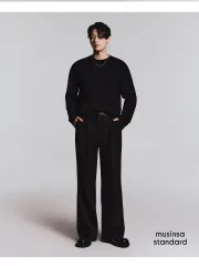 ムシンサ リー リアル ワイド ヘドン バンディング スラックス ブラック 34