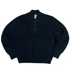 ナイキ ネイビ ミリタリー ヘンリーセーター ニット(XL)