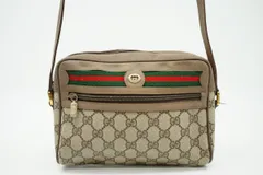 オールド グッチ ヴィンテージ ショルダーバッグ GGプラス シェリーライン インターロッキングロゴ PVCレザー 茶 ブラウン GUCCI 4161h