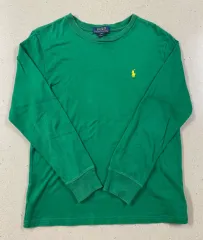 (送料無料) ポロ ラルフローレン キッズ グリーン 長袖 Tシャツ m(10-12)