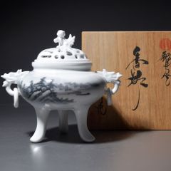⭐︎難あり⭐︎ 平戸焼 十五代 中里茂右衛門 香爐 白磁 茶道具 香炉