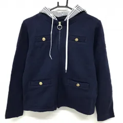 キャロウェイ 2WAYフード付ジャケット ネイビー×白 フードグレンチェック×星柄 裏起毛 ベア レディース L ゴルフウェア Callaway