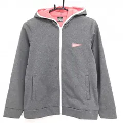 【美品】キスマークゴルフ ジップパーカー 杢グレー×ピンク 裏フリース ジャケット レディース M ゴルフウェア kissmark 