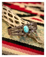 ナバホ 1920〜30年代 フレッドハービー スプリットシャンク ターコイズ シルバー バングル