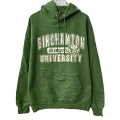 Champion プリントスウェット パーカー M グリーン チャンピオン フーディー カレッジ プルオーバー トップス 秋物 a712-6282