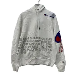 Champion プリントスウェット パーカー M ホワイト マルチカラー チャンピオン プルオーバー フーディー アームプリント 秋物 a712-6293