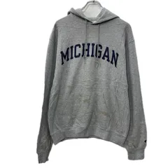 Champion プリントスウェット パーカー M グレー ネイビー チャンピオン プルオーバー ビッグプリント フーディー 秋物 a712-6310