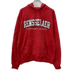 Champion プリントスウェット パーカー M レッド ホワイト チャンピオン プルオーバー ビッグプリント フーディー 秋物 a712-6344