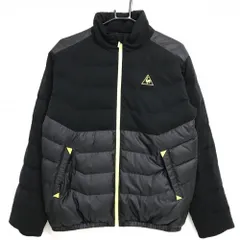 【美品】ルコックゴルフ ダウンジャケット 黒×イエロー系 ロゴ刺しゅう 切替  メンズ M ゴルフウェア le coq sportif