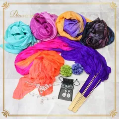 ベリーダンス 小物 まとめ売り 全10点 セット ファンベール ベール アクセサリー ネックレス 青 紫 緑 ピアス レッスン 練習 鮮やか グラデーション 小道具 民族舞踏 ブルー系 ピンク系 オレンジ系 グリーン系 パープル系 シルバー系