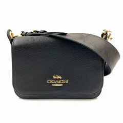〇〇COACH コーチ ワンポイントロゴ フラップ ショルダーバッグ   F77979 ブラック