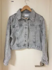 ザラ クロップドブラックデニムジャケット