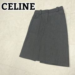 貴重 CELINE 膝丈スカート サークルロゴ L 40 グリーン ヴィンテージ