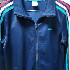 アディダス ネイビー ネオン ラベル ジャージ 3本線 POINT レア ジャージ