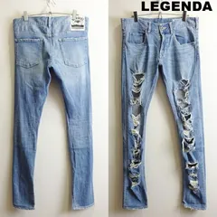 LEGENDA　レジェンダ　クレイジークラッシュ スーパースキニーデニム　W83cm/メンズM相当　ストレッチ　メンズ　ライトブルー